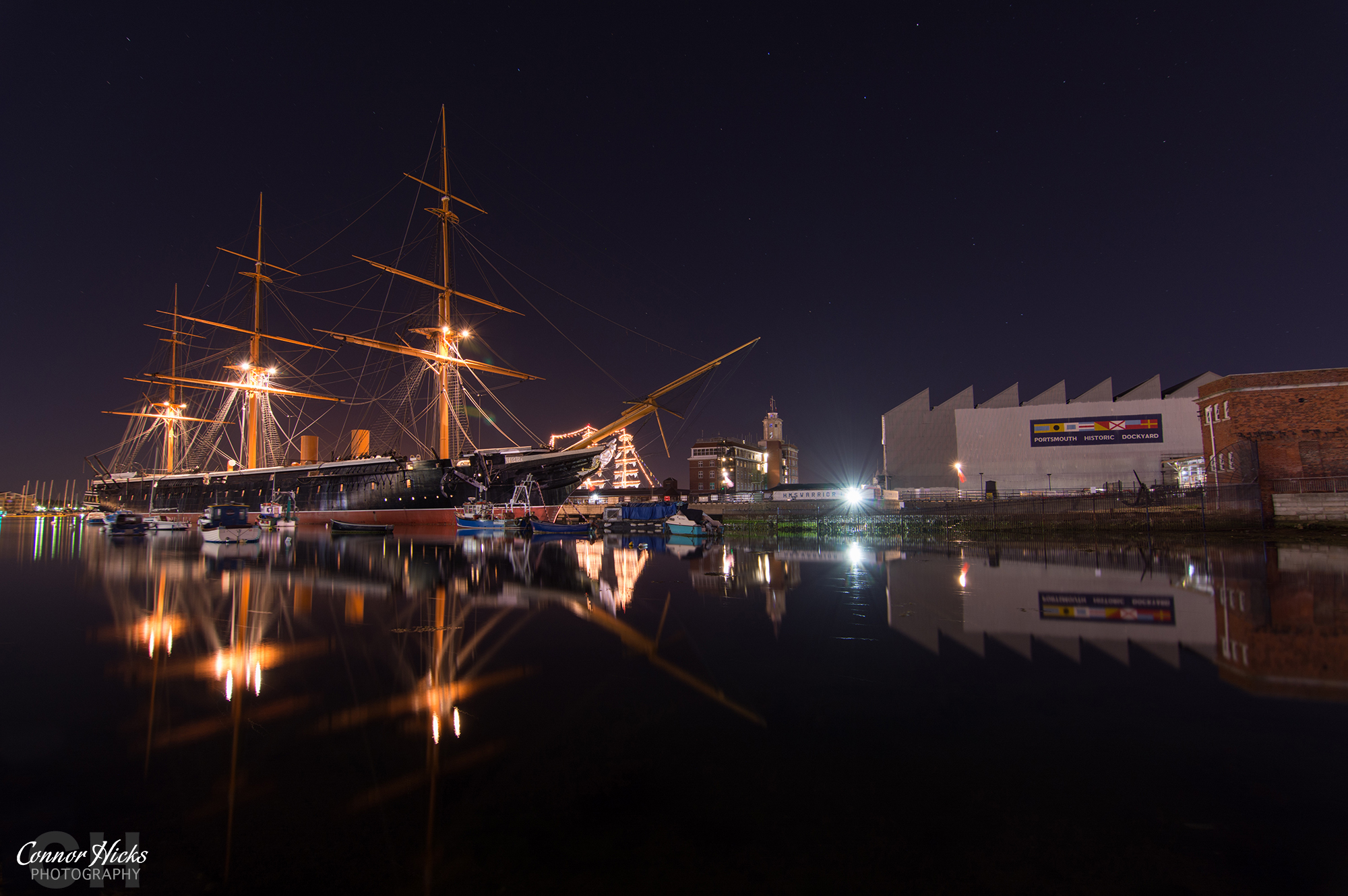 Portsmouth-Historic-Dockyard-HMS-Warrior-Night-Photography